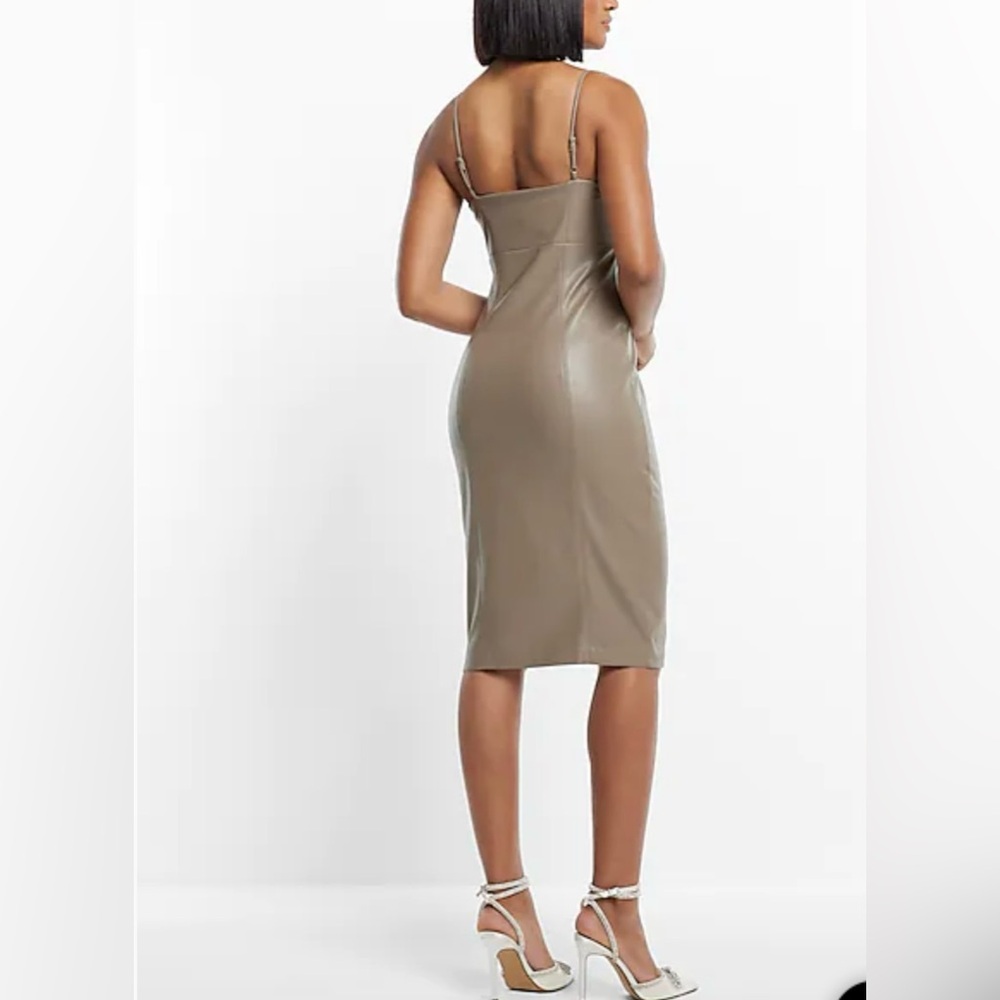 Express Body Contour Faux Leather Cami Midi Dress - Picture 2 of 11